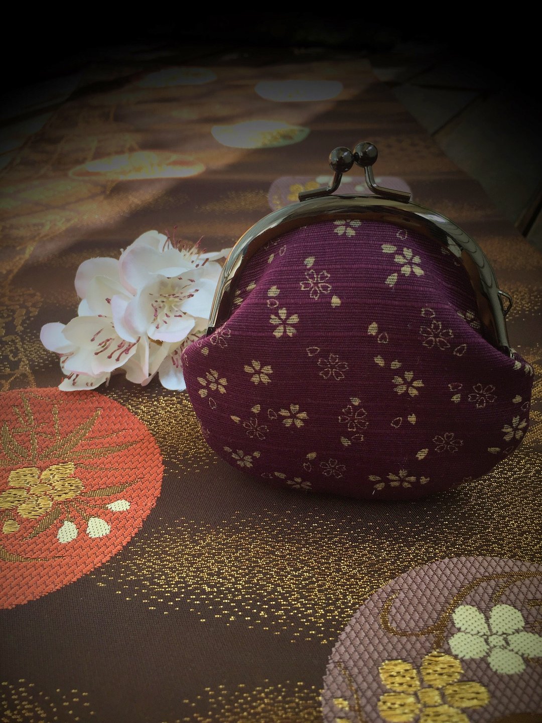 绯樱花见小口金包 - 零钱包 - 棉 紫色