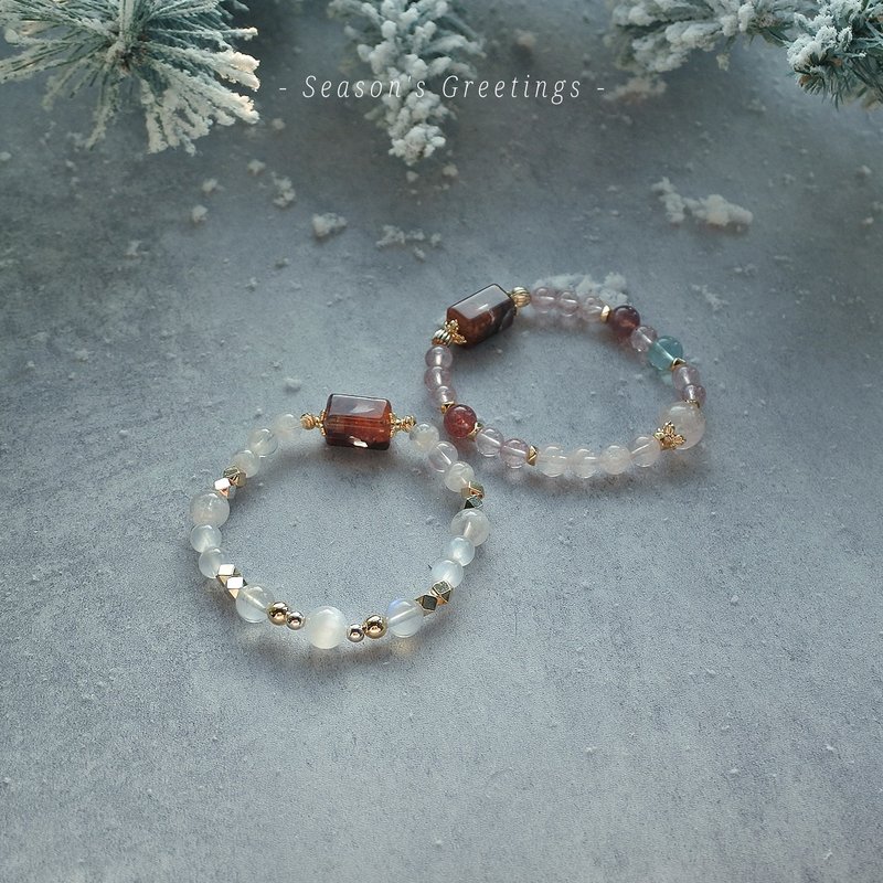 Season's Greetings :: 红胶花 / 白雪花幽灵手串 - 手链/手环 - 水晶 红色