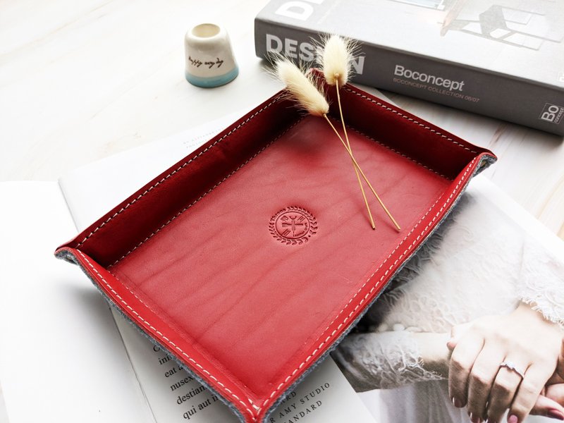 皮革置物盘  玄关装饰 柜台专用  特选意大利头层牛皮颈纹  6色 - 收纳用品 - 真皮 绿色