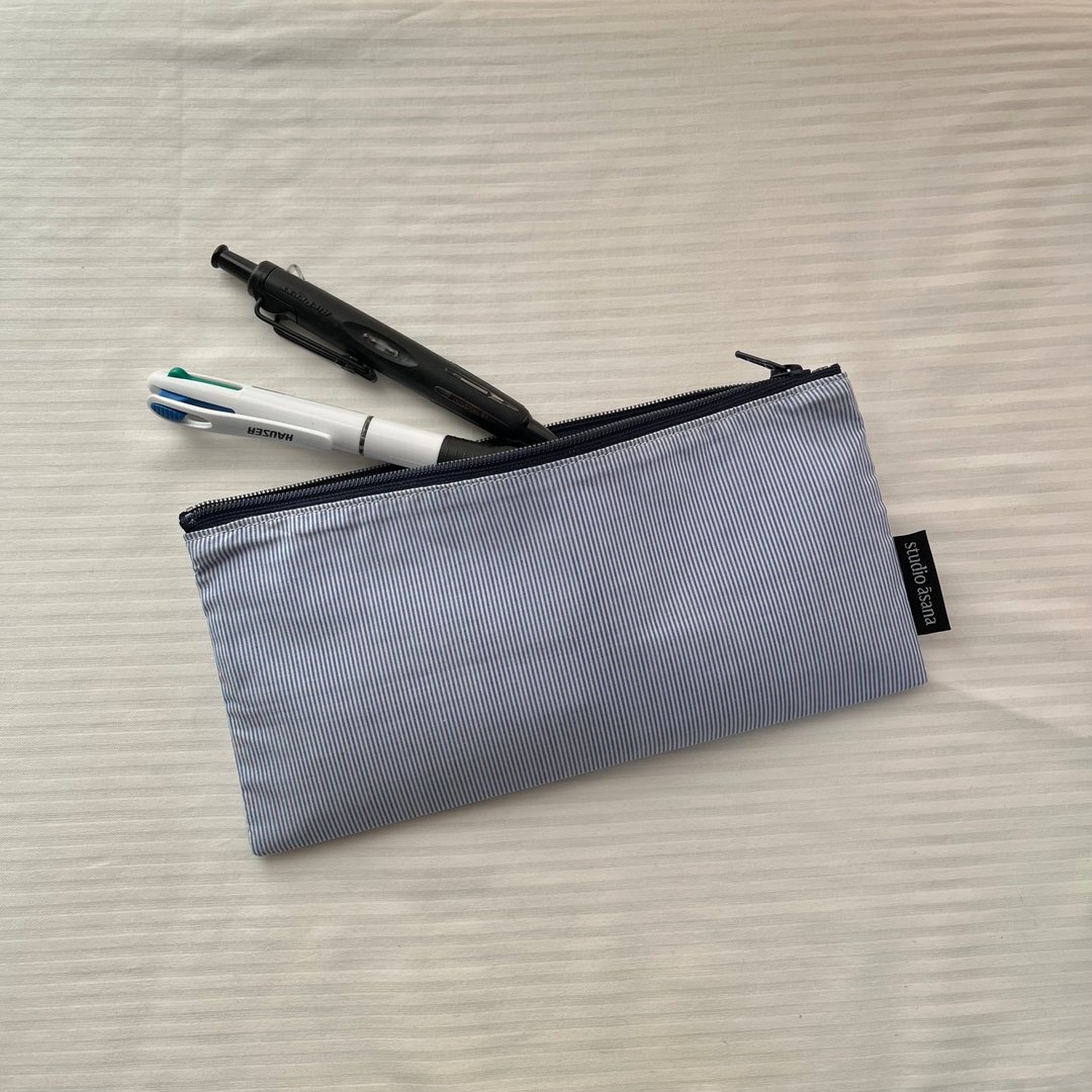 笔袋 (蓝色条纹) 铅笔盒 手帐 杂货 窗贴 文具 - 铅笔盒/笔袋 - 聚酯纤维 蓝色