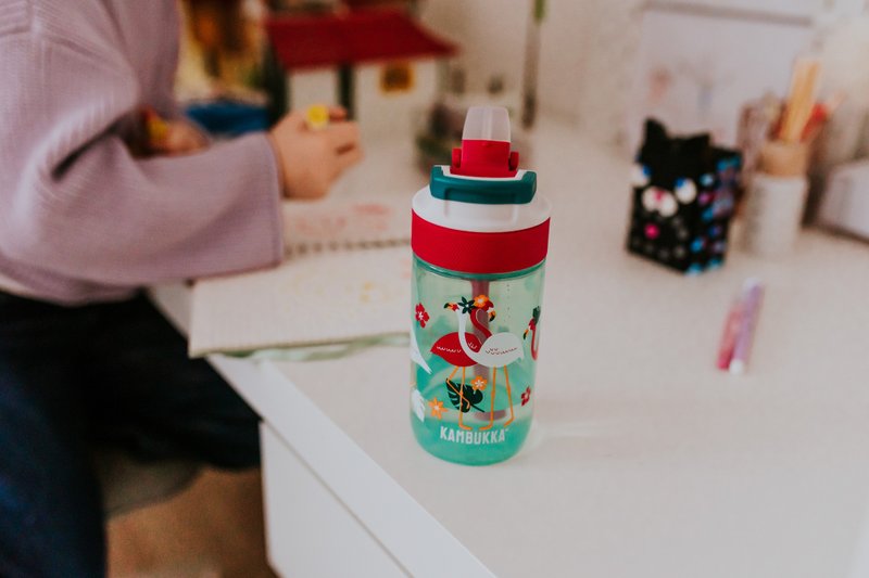 LAGOON 儿童吸管杯 14oz (400ml) – 浅绿色+火烈鸟 - 水瓶/水壶 - 塑料 绿色