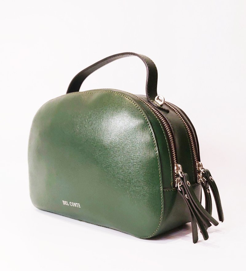 意大利真皮墨绿色保龄球小包 - 手提包/手提袋 - 真皮 绿色