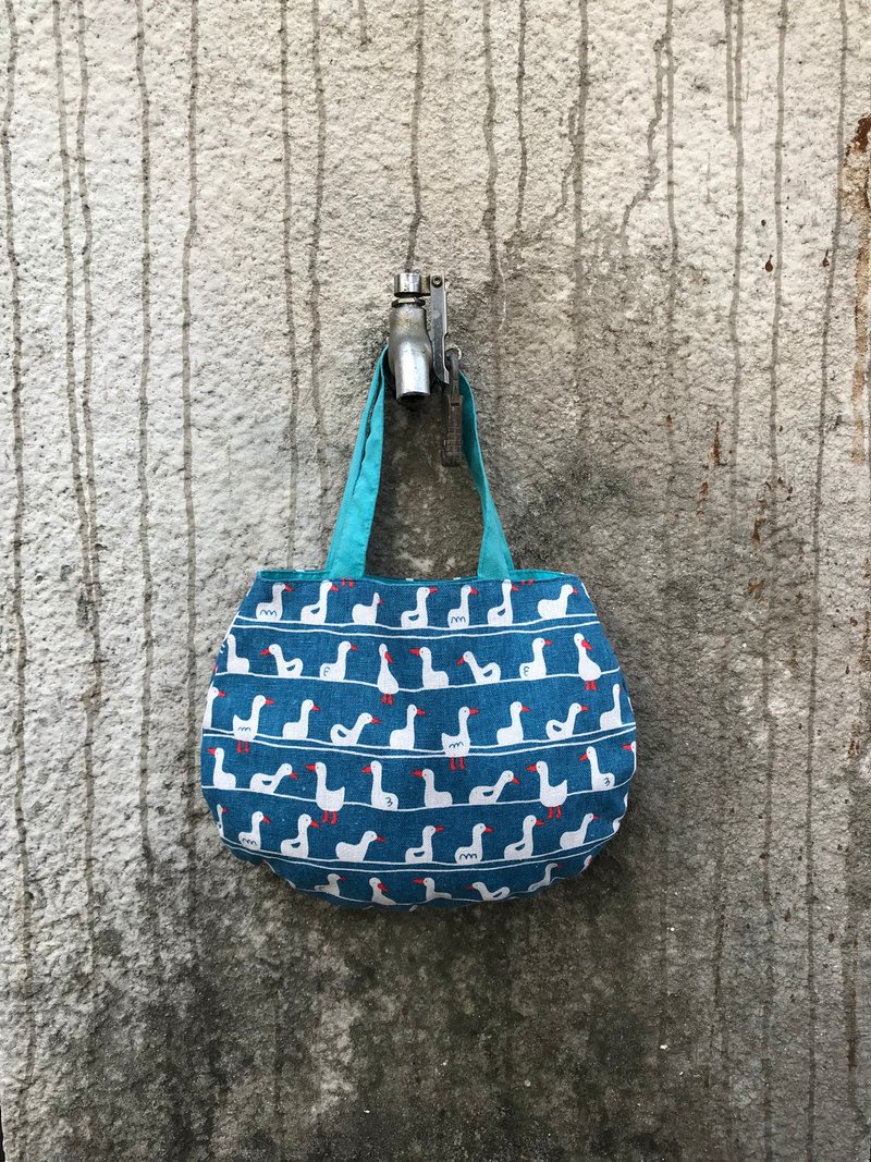 提一袋白鹅 · 散步提袋│abbiesee礼 物 店 - 手提包/手提袋 - 棉．麻 蓝色