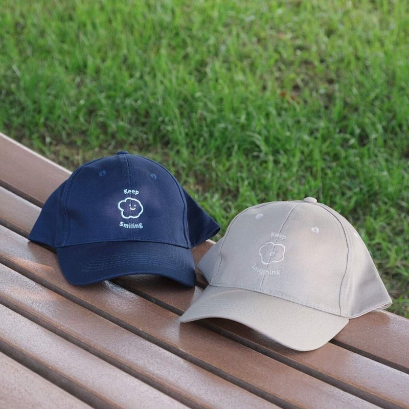 微笑喜宝 大笑乐乐 棒球老帽 cap - 帽子 - 棉．麻 蓝色