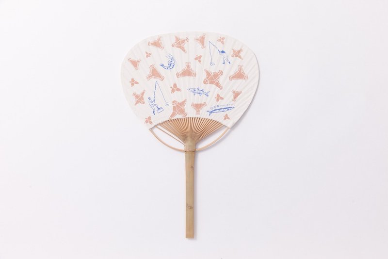 美浓手工布扇/消波块与海钓大叔/浅褐紫 - 扇子 - 竹 