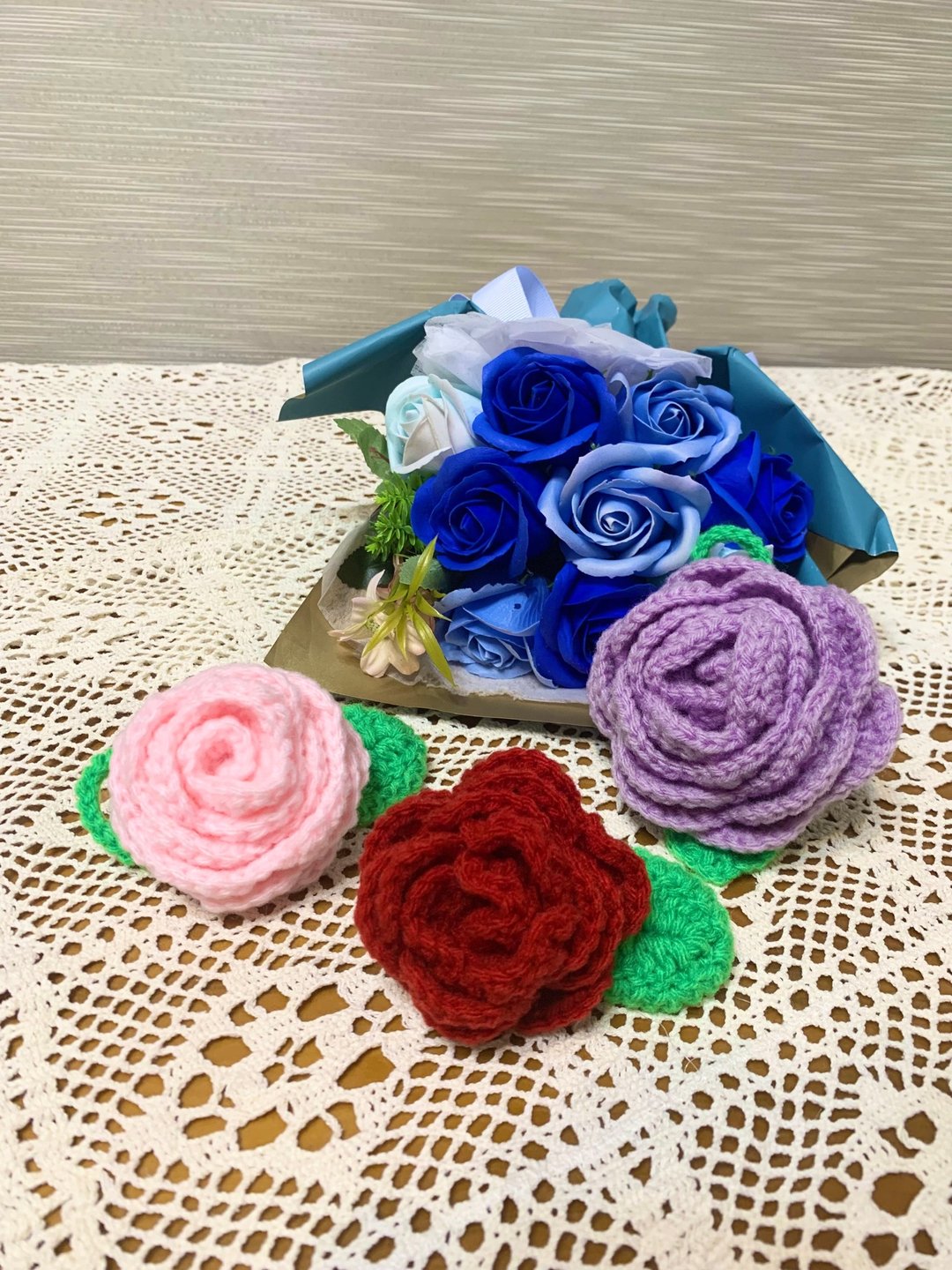 日本抗菌菜瓜布/洗碗布。手作。玫瑰。大中小3件1000元/洗碗杯 - 碗盘清洁 - 其他材质 