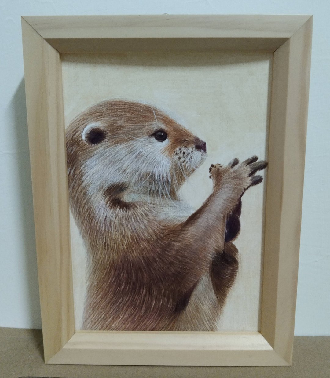 摆设 / 海獭 / 色铅笔画 / 原稿 / 含框 - 海报/装饰画/版画 - 纸 