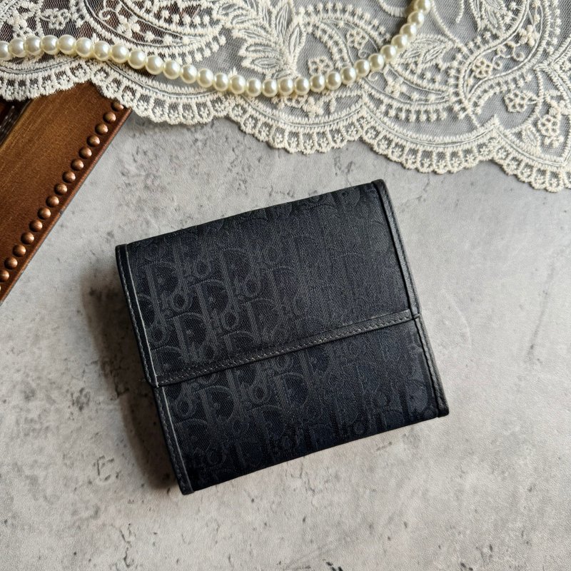 中古美品 Christian Dior 老花钱包 - 皮夹/钱包 - 真皮 黑色