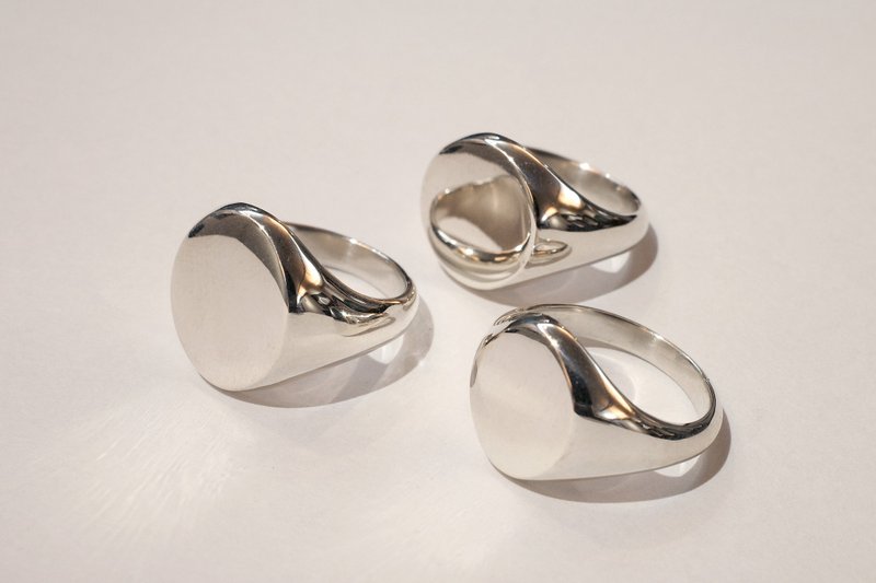 纯银椭圆形图章戒指 - 戒指 - 纯银 