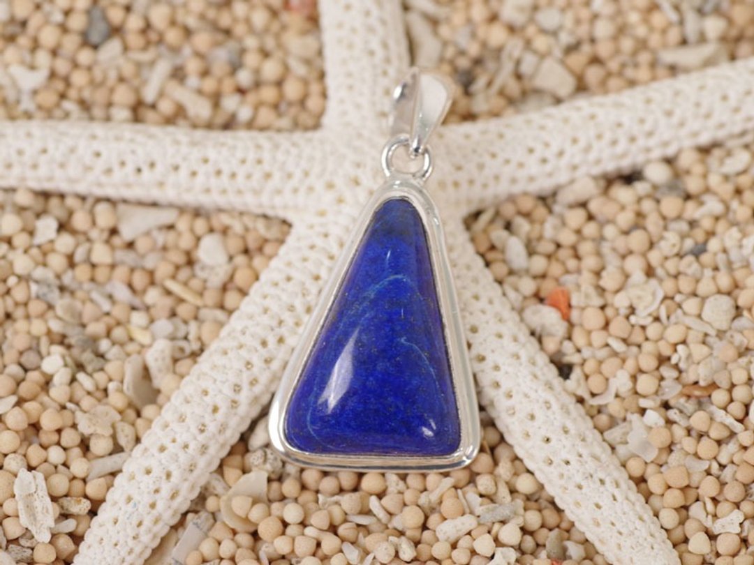 Lapis lazuli's silver pendant top - 项链 - 石头 蓝色