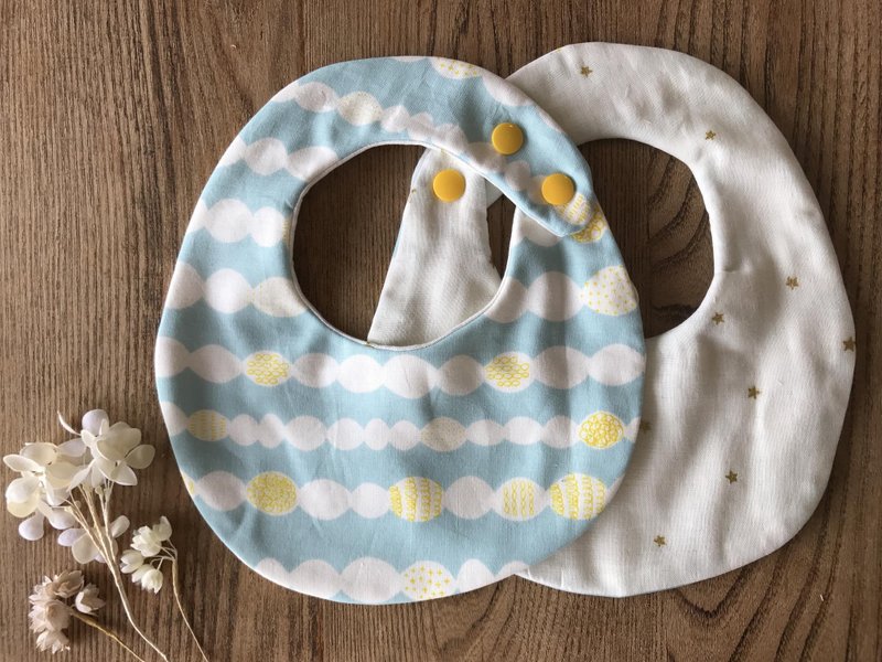 tout rond / reversible bib (Mokomoko-blue) - 围嘴/口水巾 - 棉 蓝色