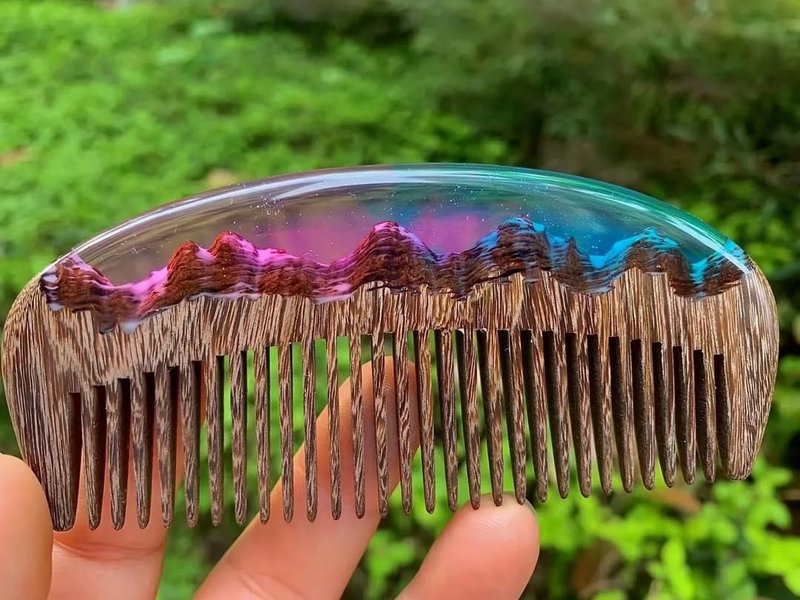 魔幻、手工树脂木头梳子、发饰、夜光饰品、定制刻字、发簪、艺术 - 彩妆刷具/镜子/梳子 - 树脂 多色