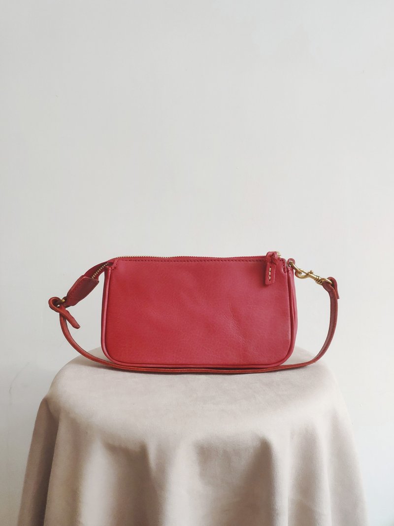 新款AMEET色colour系列植鞣革法式优雅手提单肩腋下包 - 手提包/手提袋 - 真皮 红色