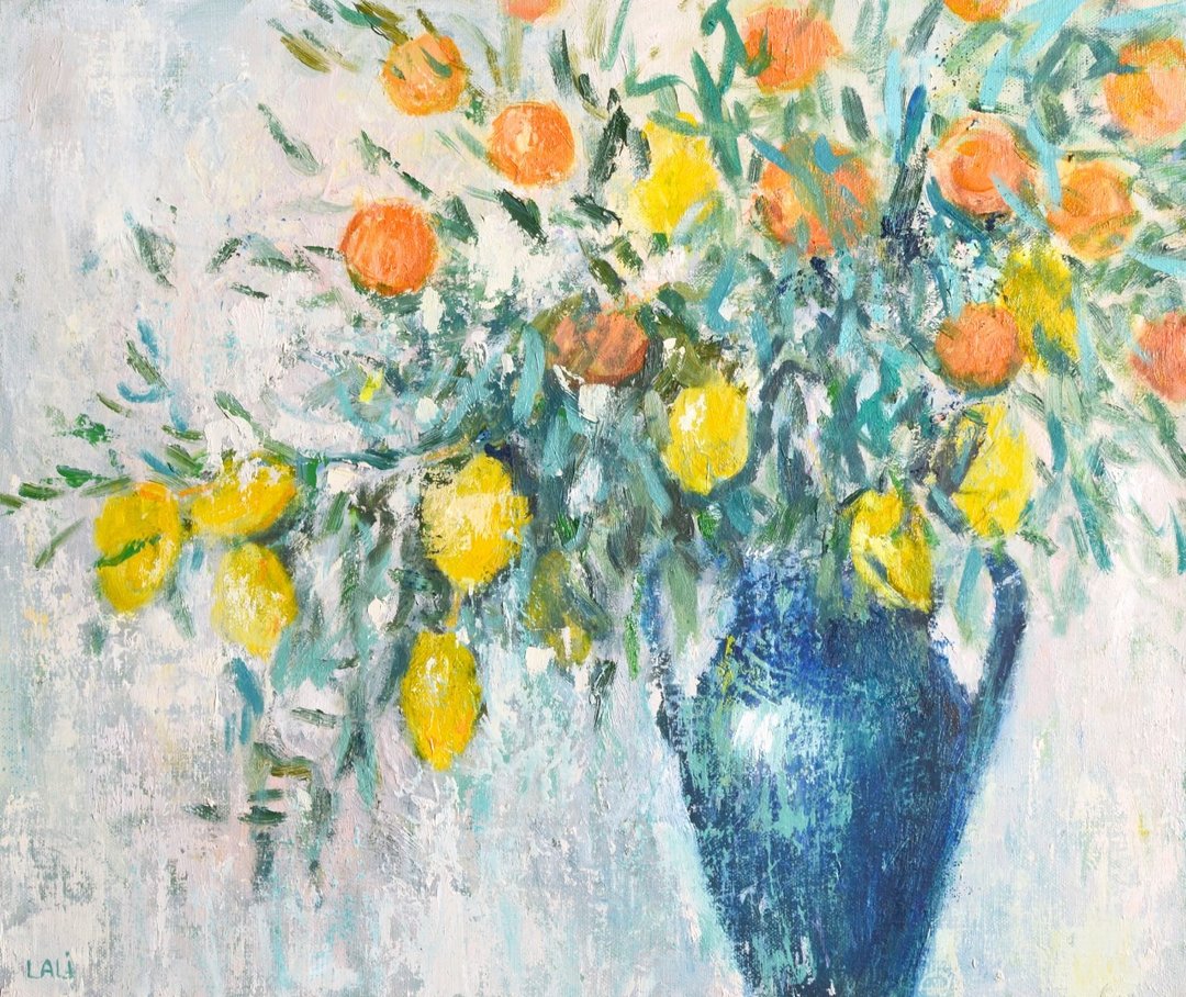柠檬 原创布面油画 38x45cm 现代绘画 当代艺术 - 插画/绘画/写字 - 其他材质 黄色
