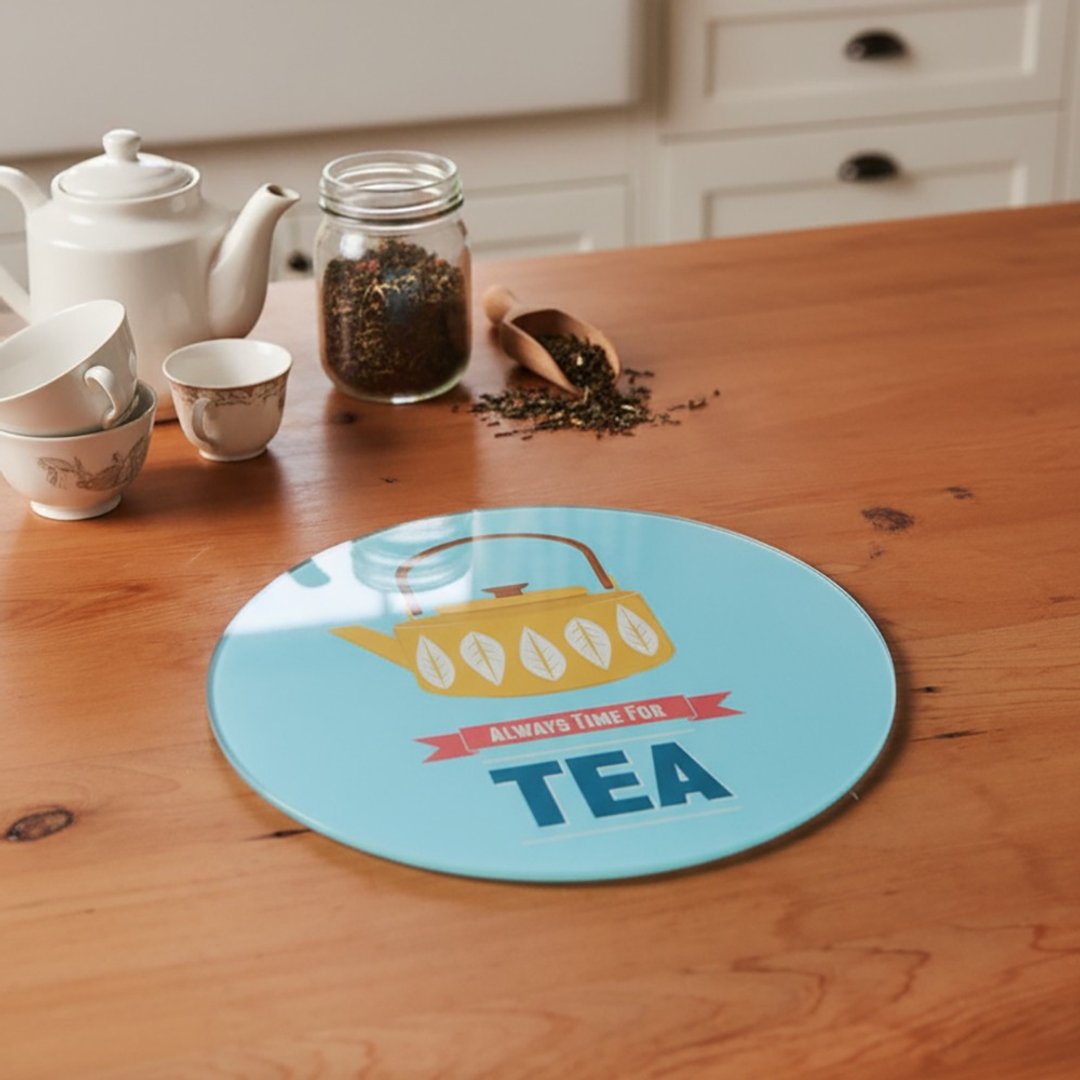 英国 Rayware 北欧茶壶图腾抗菌不留味超美型玻璃砧板/餐垫/隔热垫 - 托盘/砧板 - 玻璃 蓝色