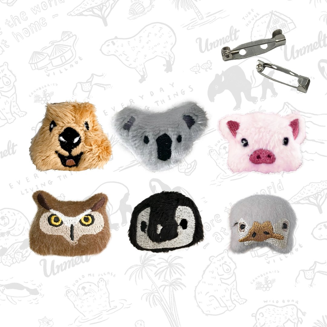 Gorilla pin / Pig pin / Rhino pin / Monkey pin / Hippo pin / Sheep pin - 包装材料 - 聚酯纤维 卡其色