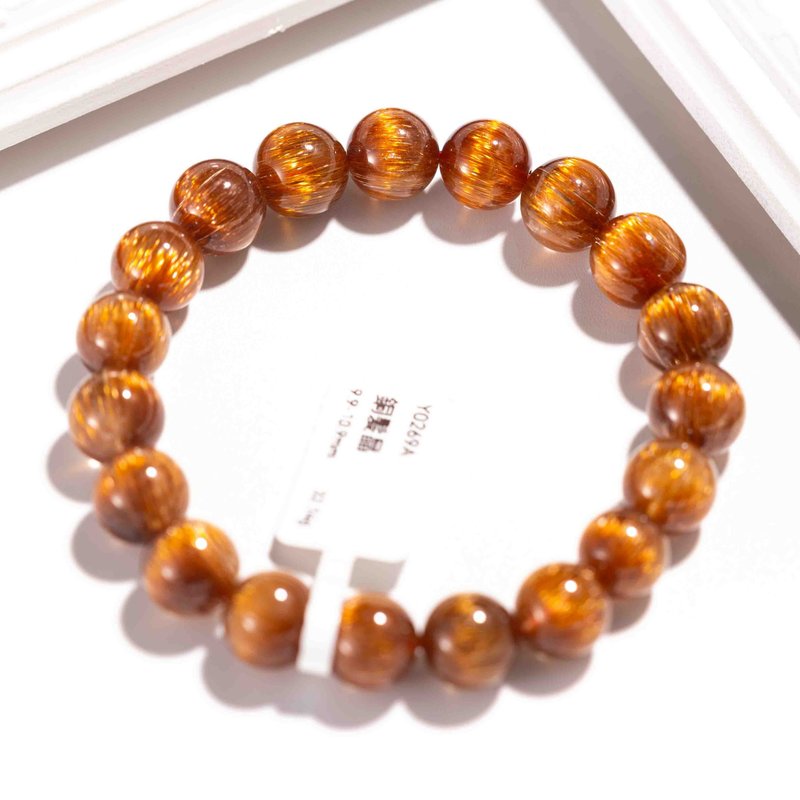 铜钛晶手链 | 铜发晶招财事业运 | 一物一图 | 天然水晶手链 - 手链/手环 - 半宝石 咖啡色