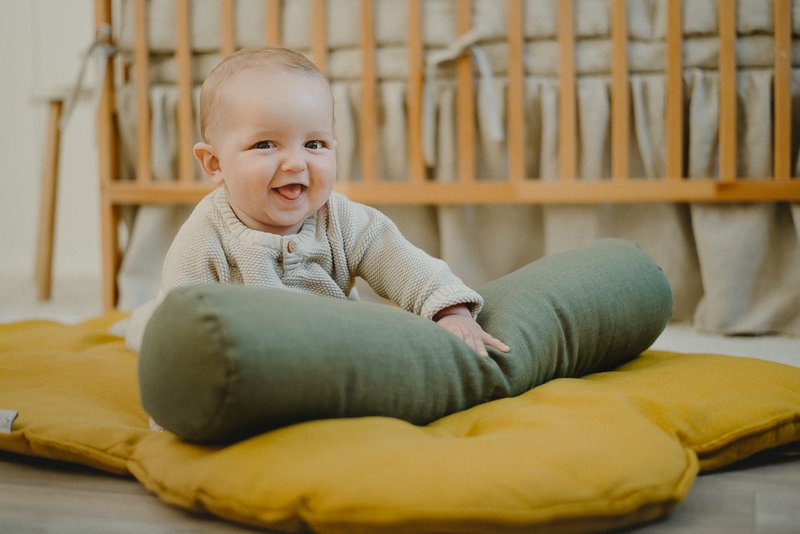 Linen Cloud Padded Baby Play Mat - yellow (mustard) Baby Exercise Mat - 爬行垫/游戏垫 - 亚麻 黄色