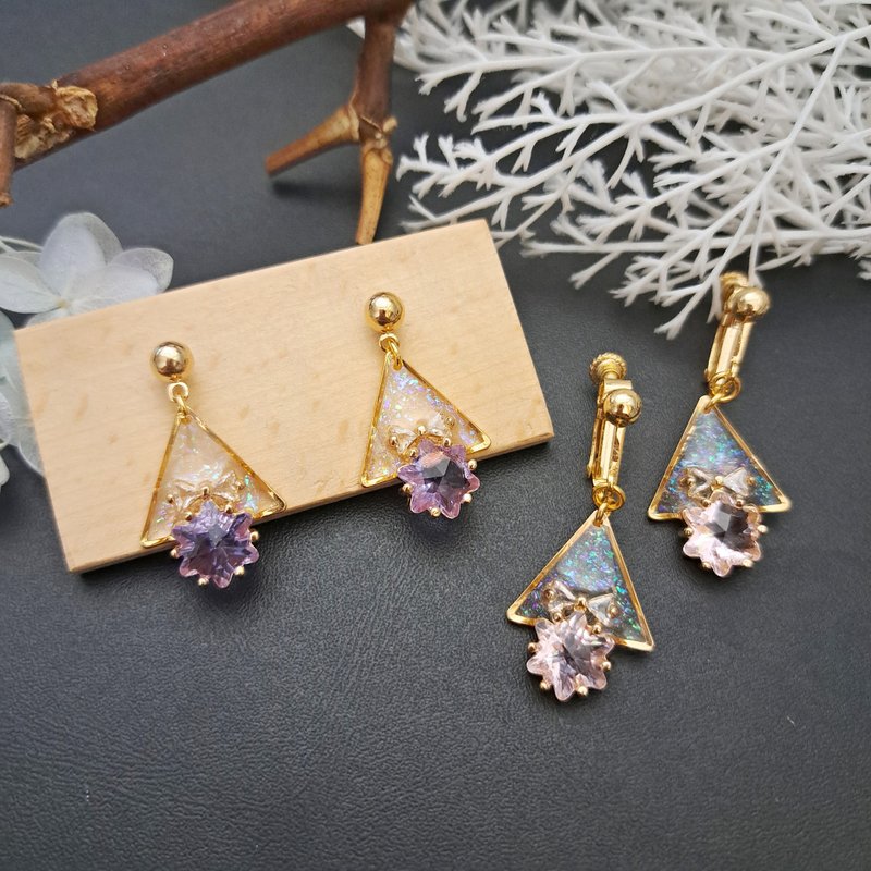 夏夜微风。夹式耳环 针式耳环 螺旋耳夹 /// 垂坠式耳环 - 耳环/耳夹 - 其他材质 紫色