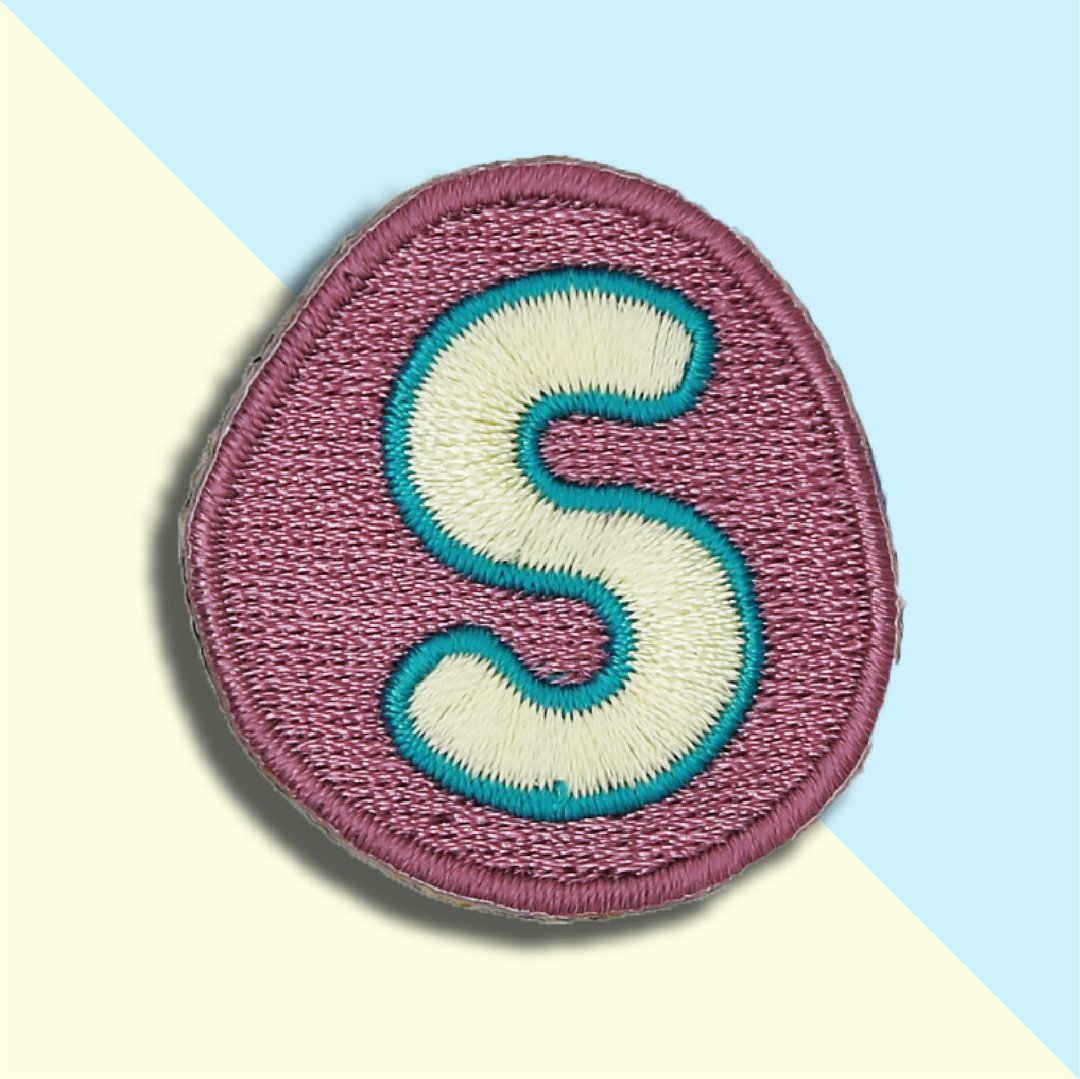 童趣刺绣贴-S - 徽章/别针 - 绣线 紫色