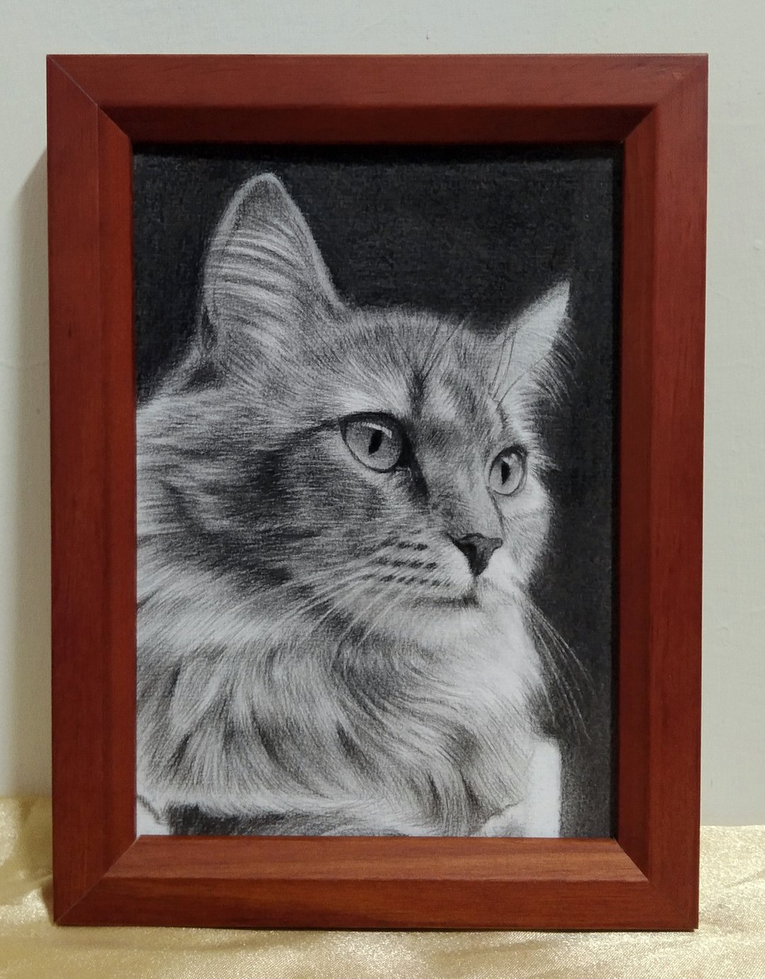 摆设 / 猫 / 炭精笔画 / 原稿 / 含框 - 海报/装饰画/版画 - 纸 