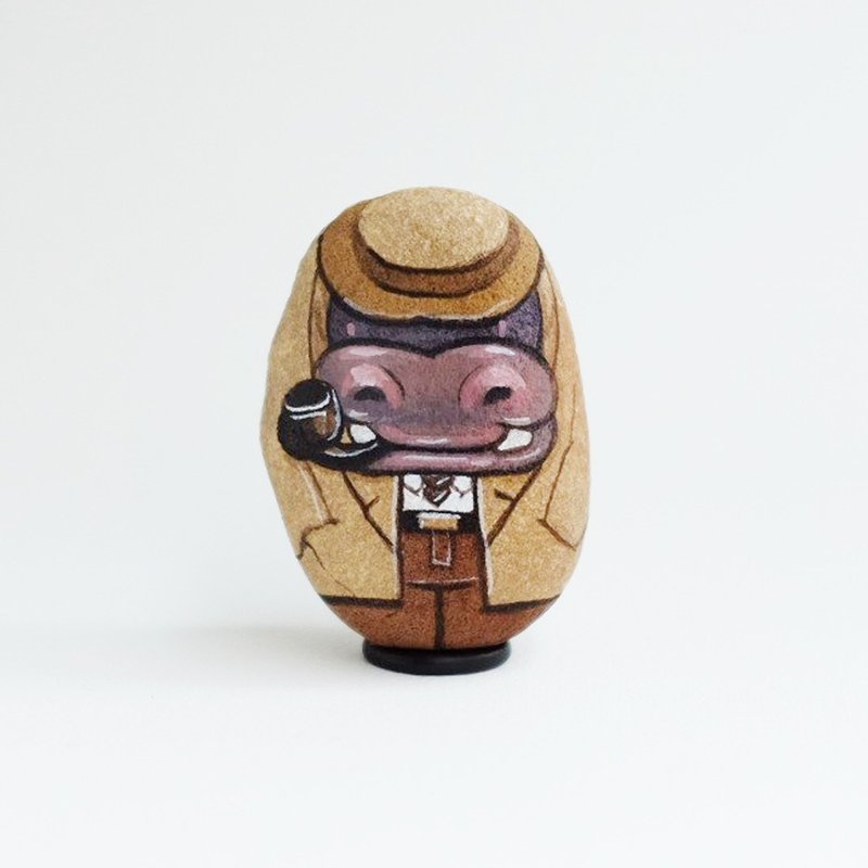 Hippopotamus stone painting, Original art for gift. - 其他 - 石头 紫色