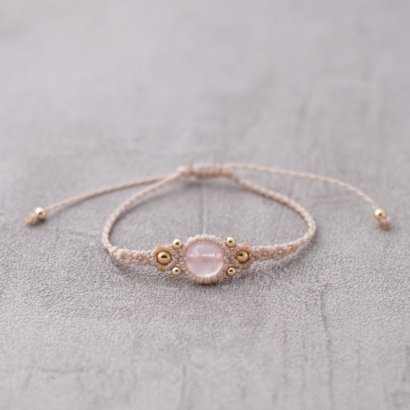 粉晶 蜡线编织手环 民族风 - 手链/手环 - 水晶 粉红色