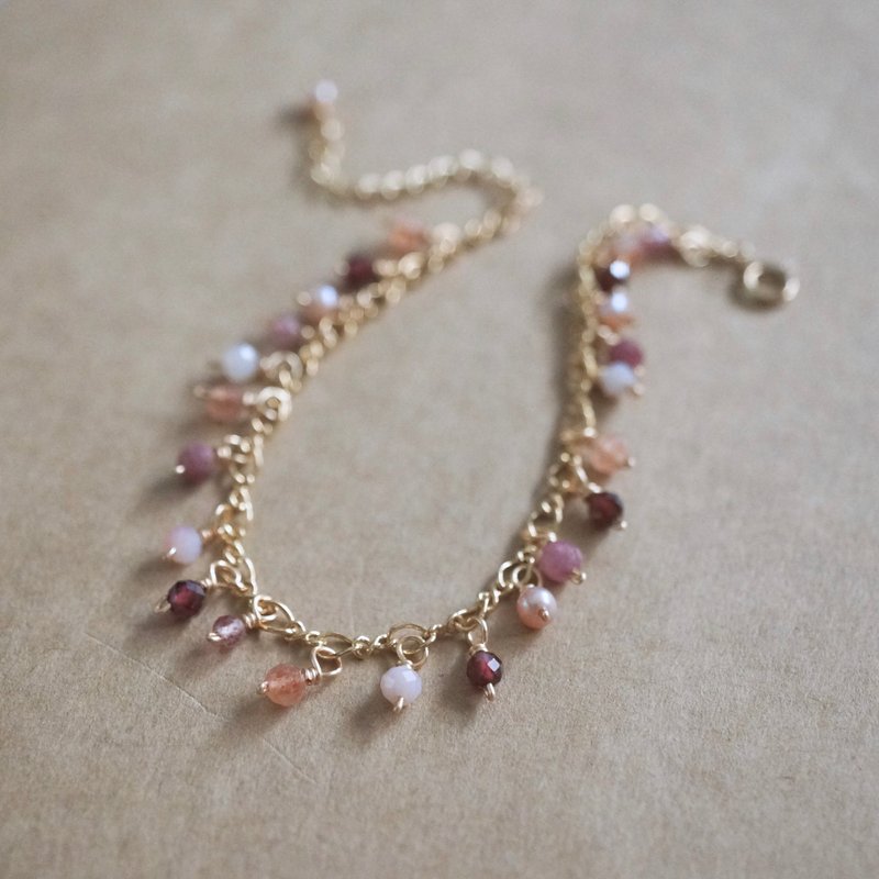 ITS-B124【treasure・石榴石/太阳石/碧玺】红色系宝石手链1条。 - 手链/手环 - 其他金属 红色