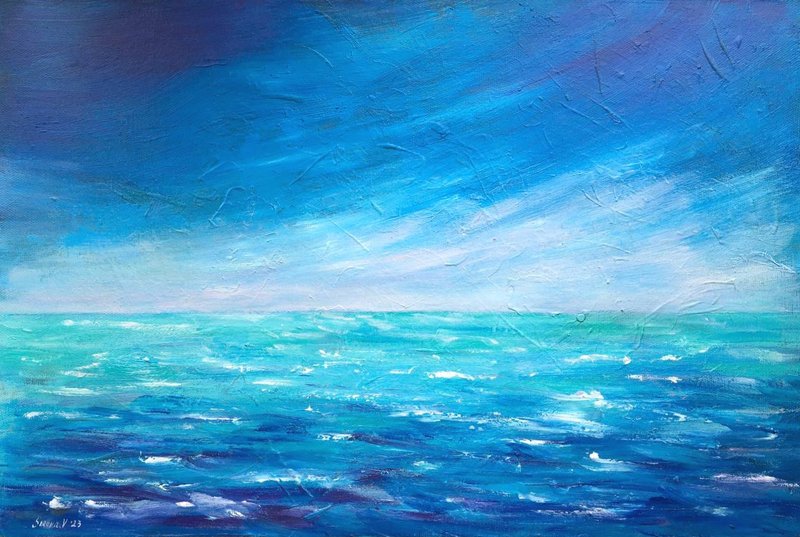 海景原创画布油画 40x60 海洋海岸油画艺术作品 - 海报/装饰画/版画 - 其他材质 