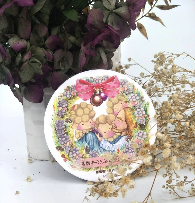 喜乐平安-圆形吸水杯垫-基督礼品-陶瓷吸水杯垫制作-圣诞礼物-交换礼物 - 杯垫 - 陶 多色