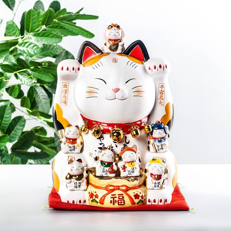 日本药师窑手工大号招财猫锦彩七福神开业乔迁生日礼物 - 摆饰 - 陶 