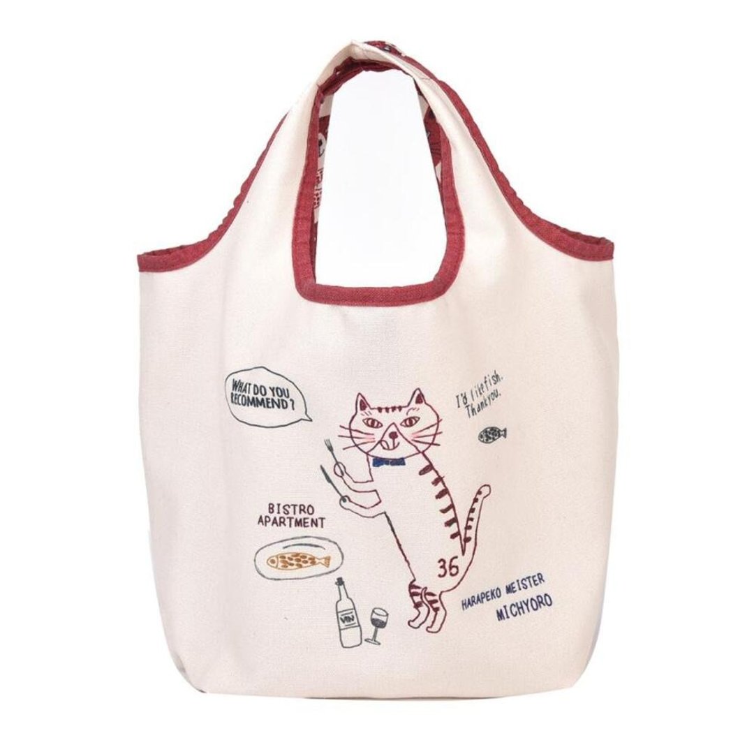 Kusuguru Japan 饥饿猫猫Michyoro帆布厚底手提包 外出购物包 -红 - 手提包/手提袋 - 聚酯纤维 红色