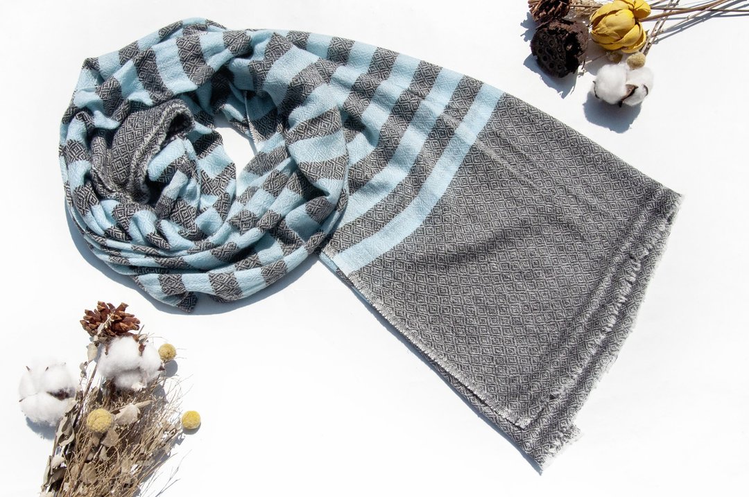 喀什米尔Cashmere 针织围巾 纯羊毛围巾 手织围巾 编织围巾-希腊 - 围巾/披肩 - 羊毛 多色