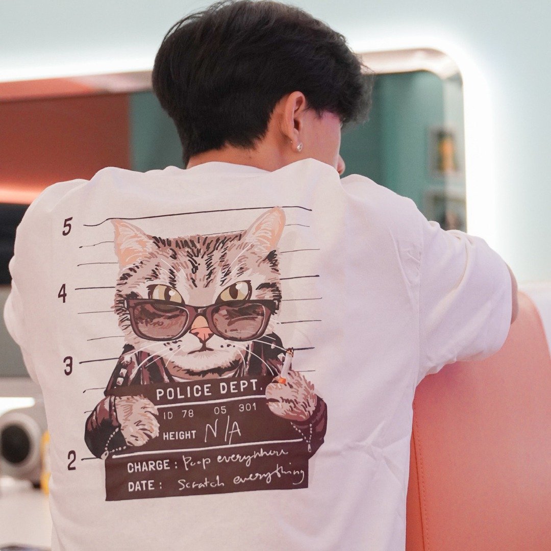 【CREEPS】Cat Prisoner #1 宽松重磅印花T恤 210g - 男装上衣/T 恤 - 棉 多色