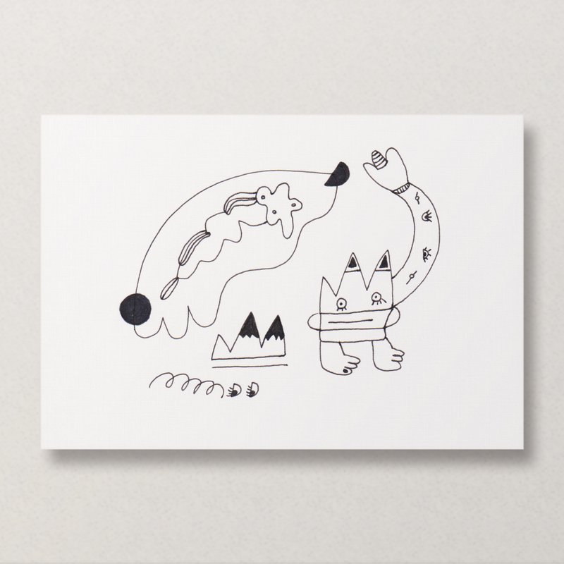 【怪物 #20 哎唷喂呀】 手绘卡片 / 原画手稿 - 卡片/明信片 - 纸 黑色