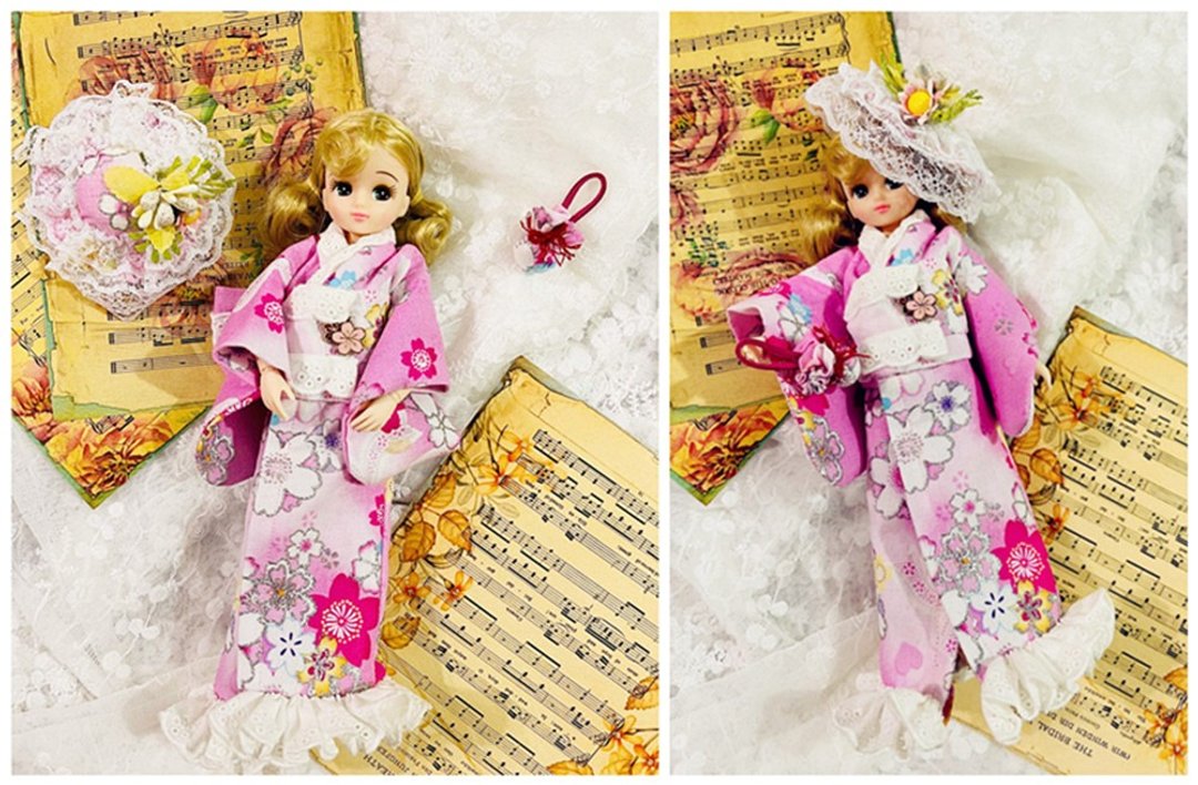 日光小巷手创品-blythe 娃娃小布 粉红日式娃衣,哆叮妹妹 - 玩偶/公仔 - 棉 