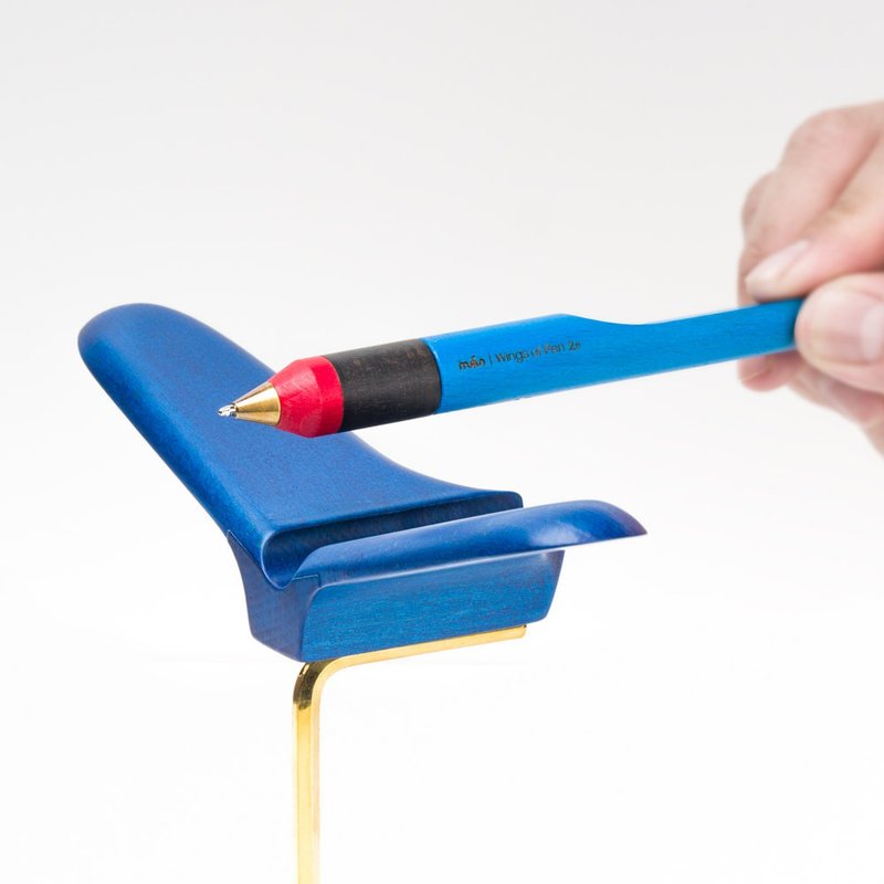 啄墨2.0-蓝鹊翅膀造型笔座 - 笔筒/笔座 - 木头 