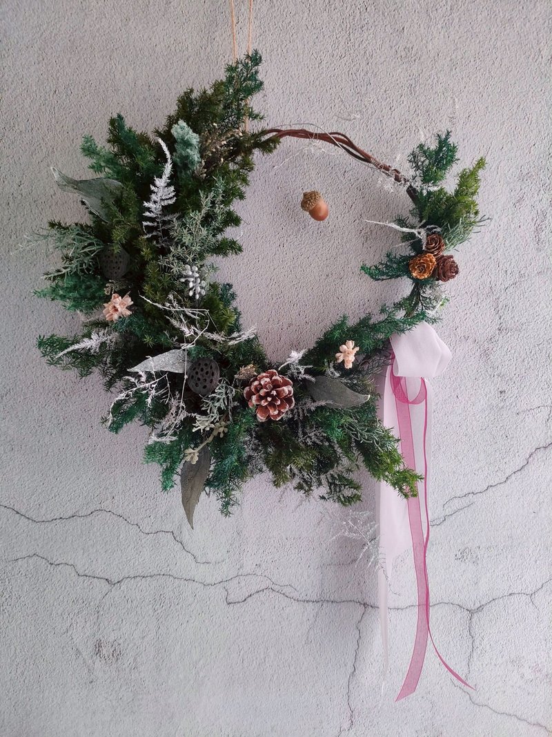 【一人成班】花艺-留白的花语 (半月型花圈) 永生圣诞花圈 - 植栽 - 植物．花 