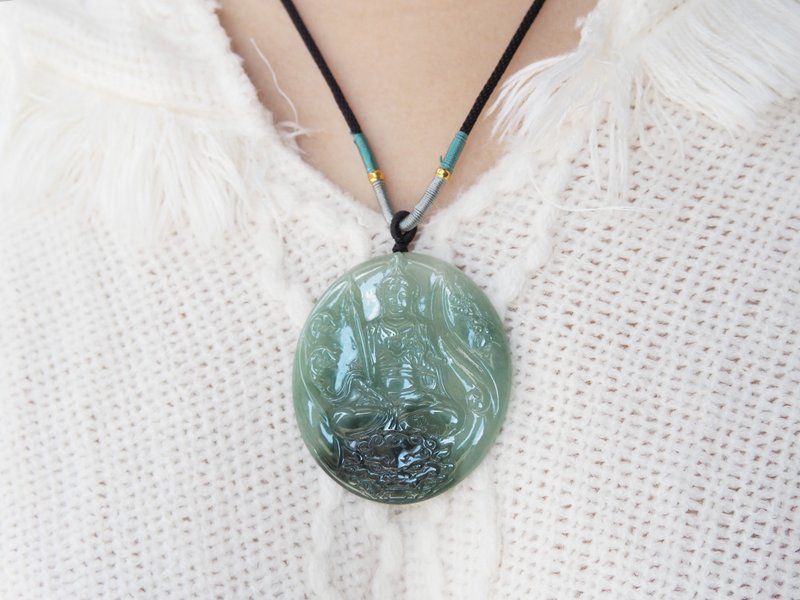 天然A货翡翠文殊菩萨玉佩 - 其他 - 玉石 绿色