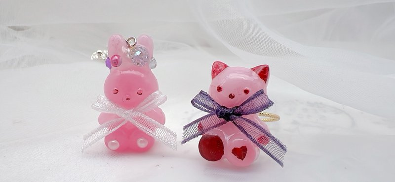 | 幸为天上星 |  日本滴胶 纯银项链 14K包金戒指项链 兔兔 猫咪 - 戒指 - 其他材质 多色