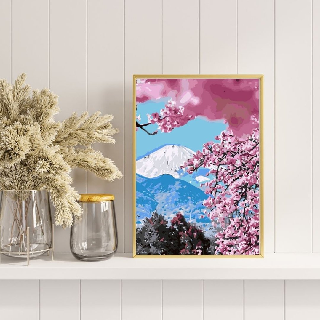 富士山樱花 创意数字油画 【风景画】 - 插画/绘画/写字 - 其他材质 