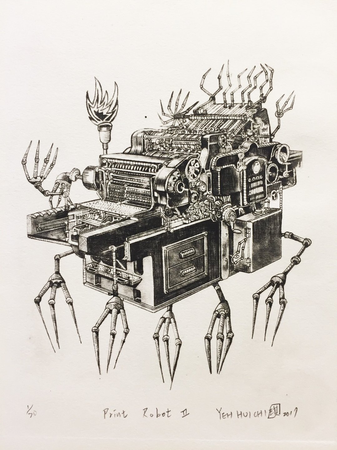原作版画 -print robot II- 叶慧琪  - 海报/装饰画/版画 - 纸 黑色