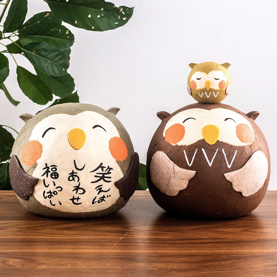 日本京都进口龙虎作和纸作可爱猫头鹰创意办公桌摆件生日礼物 - 摆饰 - 纸 