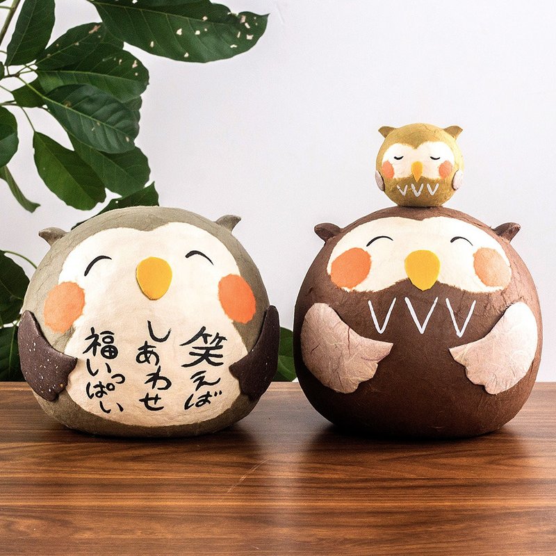 日本京都进口龙虎作和纸作可爱猫头鹰创意办公桌摆件生日礼物 - 摆饰 - 纸 