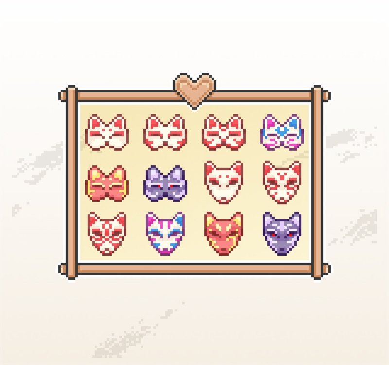 Twitch订阅者徽章及小奇点徽章/日式狐狸面具/可爱像素风 - Logo 设计/图案设计 - 其他材质 