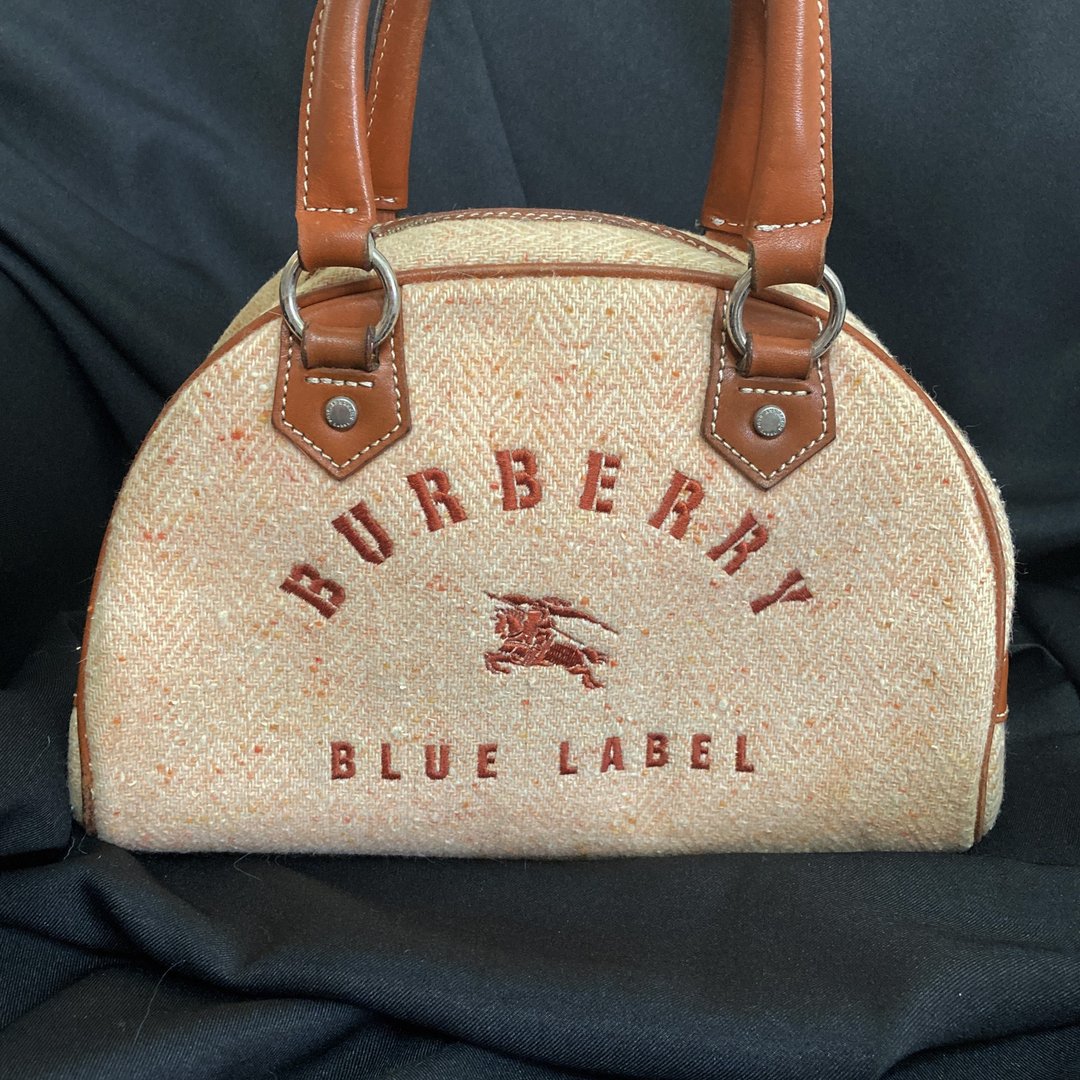 Burberry 日本蓝标 Blue Label 刺绣 织纹布面 古董包 vintage - 手提包/手提袋 - 其他材质 橘色