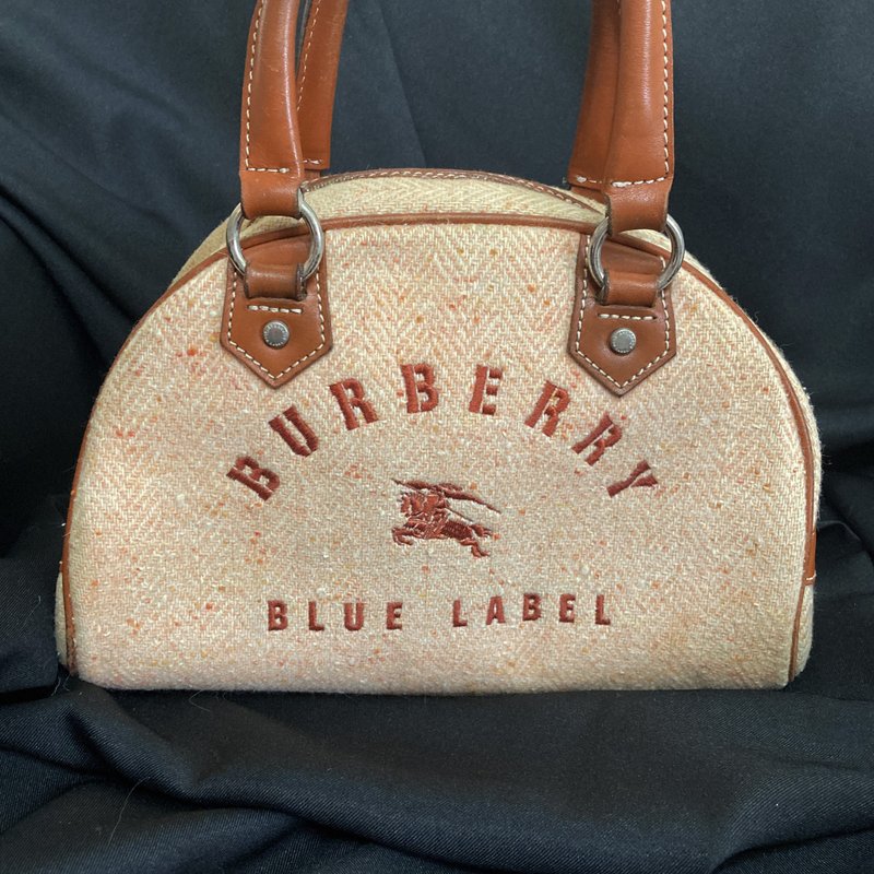 Burberry 日本蓝标 Blue Label 刺绣 织纹布面 古董包 vintage - 手提包/手提袋 - 其他材质 橘色
