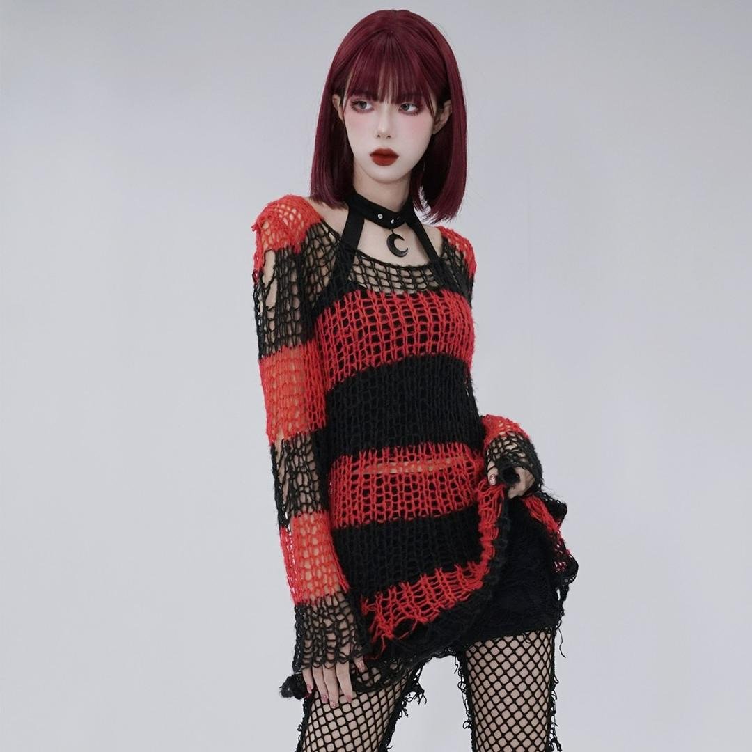 庞克街头巫医马海毛上衣 / 庞克经典 / 宽松版型 / 情侣款 / 毛衣 - 女装针织衫/毛衣 - 其他材质 绿色