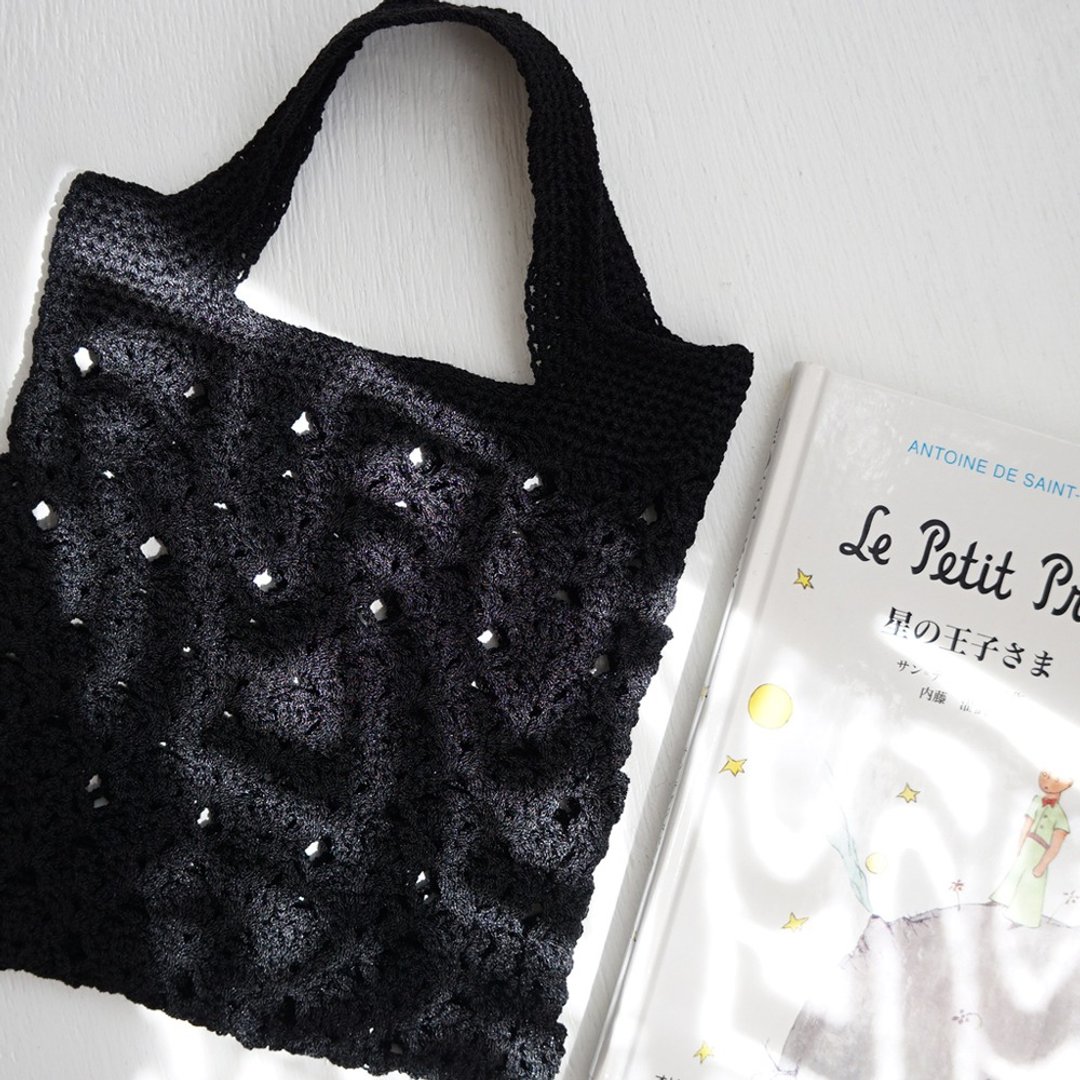 Ba-ba handmade Openwork tote bag No.MB18 - 手提包/手提袋 - 其他材质 黑色