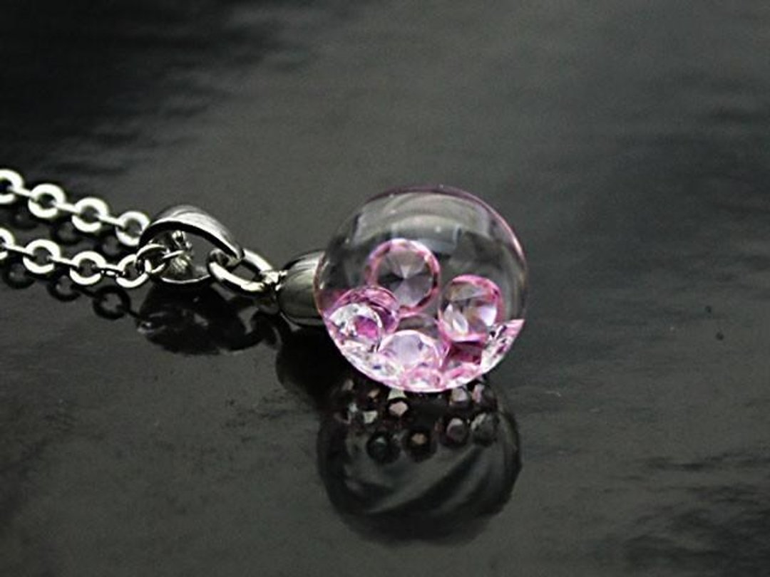 Bijou glass Ball Pendant Rose Pink / Red Color - 项链 - 玻璃 紫色